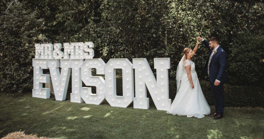 Large and small light up letters for your wedding