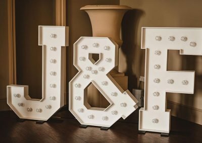 Small light up letters initials of bride and groom
