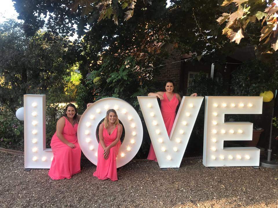 Light up letters spell LOVE perfect for your wedding reception from Ray of Light Letters, Lincolnshire and Yorkshire