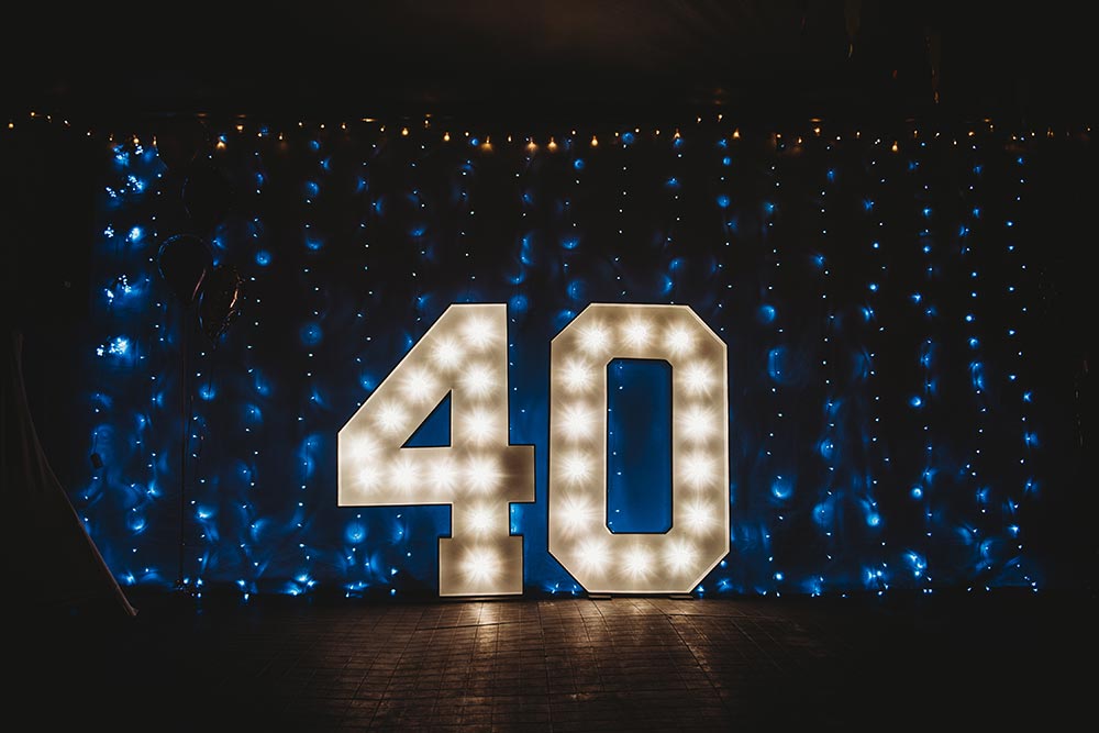 Lighted numbers are perfect for a birthday party