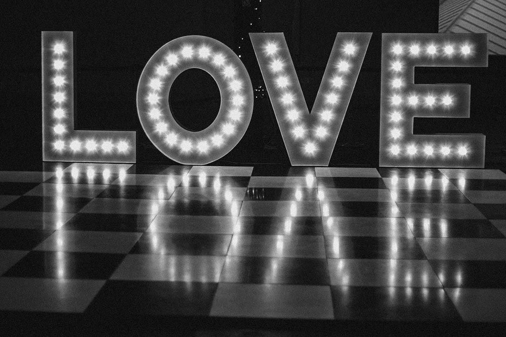 LOVE in contemporary text style from Ray of Light Letters, Lincolnshire and Yorkshire